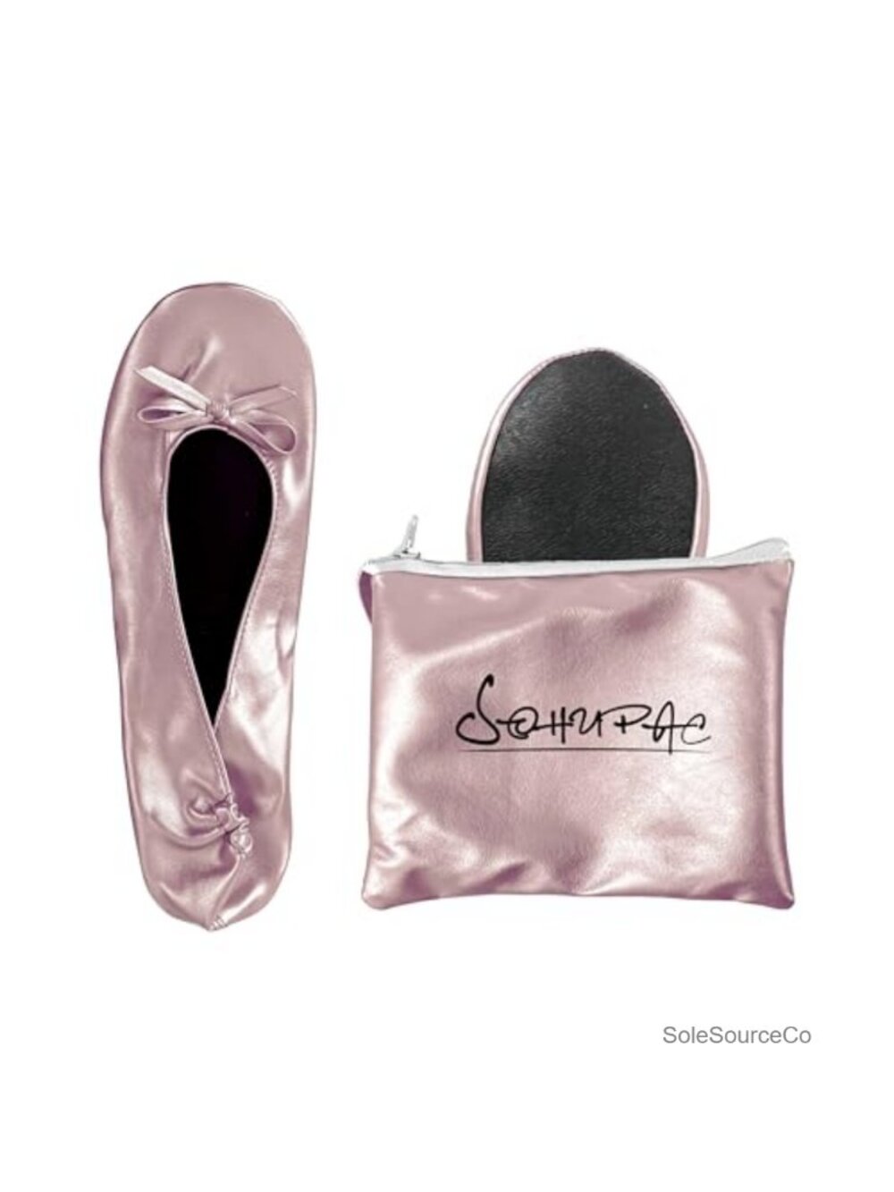 Foldable Ballet Flats Portable Travel Slippers with Pouch for Wedding